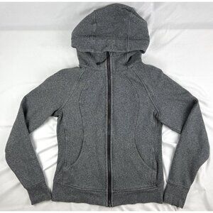 Lululemon Womens size 8 Scuba Hoodie Light Full Zip Gray Pockets Thumbholes Logo
